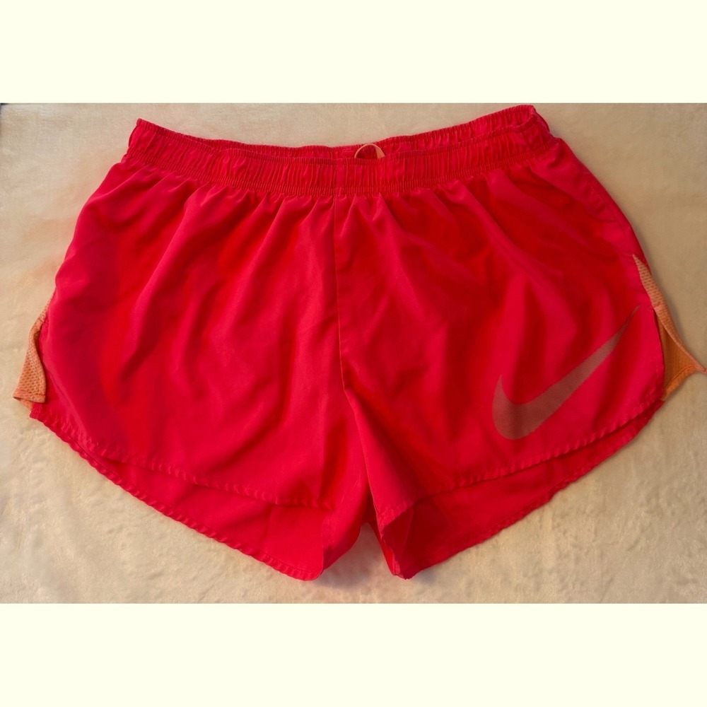 Nike Dri-FIT Womens Running Shorts Hot Pink /Orange Mesh Side Inset XL Athletic